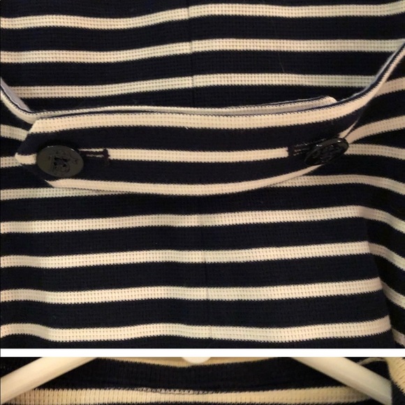 Tory Burch Kamila Blue Striped Double Knit Jacket - Picture 3 of 6
